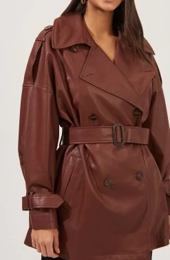 Peoria Belted Faux Leather Jacket -Chic Outfit Shop ACT16822 RUSTBROWN 7