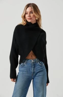 Rayn Ribbed Knit Wrap Front Sweater