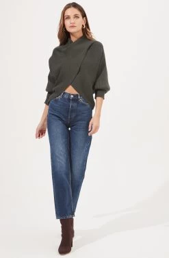 Rayn Ribbed Knit Wrap Front Sweater 25 Rayn Ribbed Knit Wrap Front Sweater -Chic Outfit Shop ACT16828 DARKGREEN 1