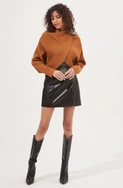 Rayn Ribbed Knit Wrap Front Sweater 30 Rayn Ribbed Knit Wrap Front Sweater -Chic Outfit Shop ACT16828 MUSTARD 1