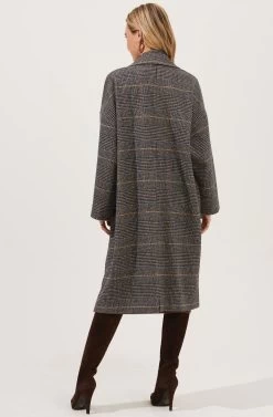 Evanston Plaid Oversized Coat 11 Evanston Plaid Oversized Coat -Chic Outfit Shop ACT16842 BLACK GREYPLAID 5