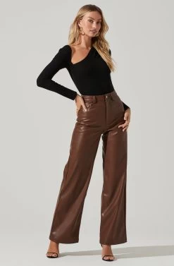 Della Cutout Long Sleeve Bodysuit -Chic Outfit Shop ACT16847 BLACK 1