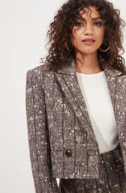 Christa Cropped Plaid Jacket 10 Christa Cropped Plaid Jacket -Chic Outfit Shop ACT16857B BROWNMULTI 4