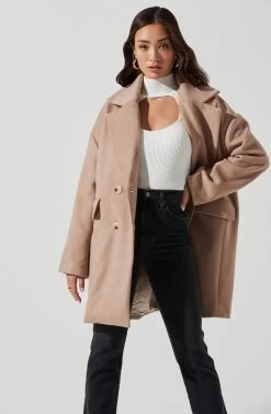Rhea Double Breasted Coat -Chic Outfit Shop ACT16870 TAUPE 1048
