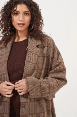 Dalary Plaid Oversized Coat -Chic Outfit Shop ACT16901 BROWNMULTIPLAID 1