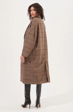 Dalary Plaid Oversized Coat -Chic Outfit Shop ACT16901 BROWNMULTIPLAID 3