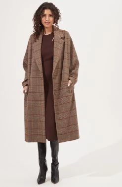 Dalary Plaid Oversized Coat -Chic Outfit Shop ACT16901 BROWNMULTIPLAID 5