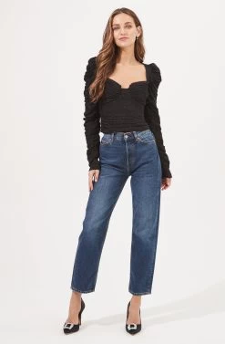 Caldwell Metallic Ruched Sweetheart Neck Top 16 Caldwell Metallic Ruched Sweetheart Neck Top -Chic Outfit Shop ACT16906 BLACK 1