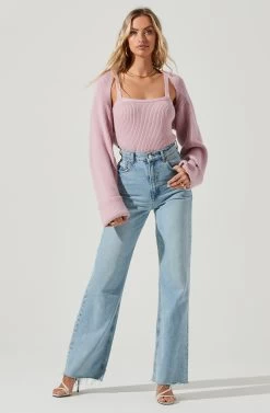 Yara Cami And Shrug Sweater Set -Chic Outfit Shop ACT16924B PINK 1