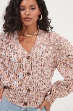 Gramercy Contrast Button Cardigan -Chic Outfit Shop ACT16966 BLUE PEACHMULTI 4