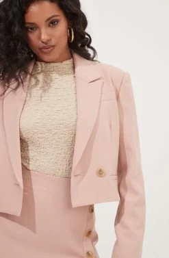 Woodbury Cropped Blazer -Chic Outfit Shop ACT16986 BLUSH 4