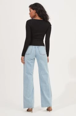 Cortana Cinched Front Cutout Sweater 18 Cortana Cinched Front Cutout Sweater -Chic Outfit Shop ACT16993 BLACK 5