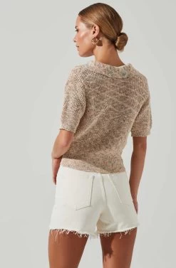 Cambria Collared Short Sleeve Knit Sweater -Chic Outfit Shop ACT17001B RAINBOWSPECKLE 3