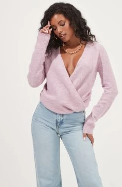 Chatsworth Wrap Front Sweater 18 Chatsworth Wrap Front Sweater -Chic Outfit Shop ACT17011 LILAC 3
