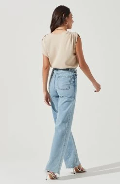 Aldrin Wrap Front Bodysuit -Chic Outfit Shop ACT17068 BONE 4