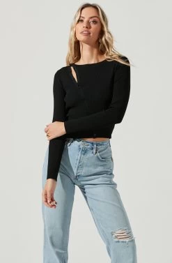 Palomar Asymmetrical Cutout Shoulder Sweater