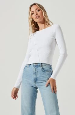 Palomar Asymmetrical Cutout Shoulder Sweater 18 Palomar Asymmetrical Cutout Shoulder Sweater -Chic Outfit Shop ACT17079 WHITE 3