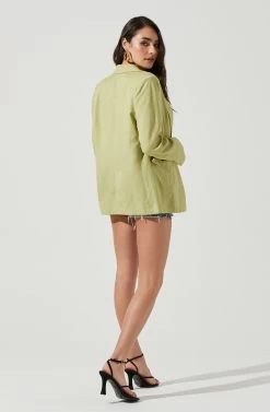 Rio Oversized Linen Blazer -Chic Outfit Shop ACT17090 CELERY 4