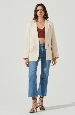 Rio Oversized Linen Blazer -Chic Outfit Shop ACT17090 CREAM 1