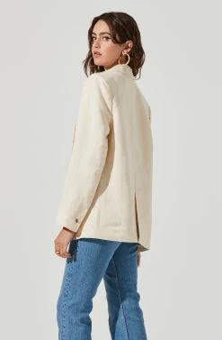 Rio Oversized Linen Blazer -Chic Outfit Shop ACT17090 CREAM 4