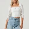 Kemp Square Neck Half Sleeve Top 1 Kemp Square Neck Half Sleeve Top -Chic Outfit Shop ACT17102 WHITE 2