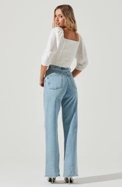 Kemp Square Neck Half Sleeve Top 14 Kemp Square Neck Half Sleeve Top -Chic Outfit Shop ACT17102 WHITE 3