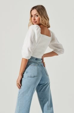 Kemp Square Neck Half Sleeve Top 15 Kemp Square Neck Half Sleeve Top -Chic Outfit Shop ACT17102 WHITE 4