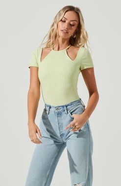Reedley Halter Neck Cutout Short Sleeve Bodysuit
