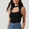Justine Ribbed Knit Cutout Sleeveless Top -Chic Outfit Shop ACT17145 BLACK 1666