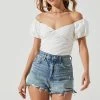 Rayne Ruched Off Shoulder Puff Sleeve Bodysuit 2 Rayne Ruched Off Shoulder Puff Sleeve Bodysuit -Chic Outfit Shop ACT17152 WHITE 1612