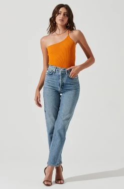 Shay One Shoulder Bodysuit -Chic Outfit Shop ACT17173 GOLDENAMBER 2024