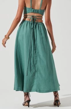 Divine Tie Waist Maxi Skirt -Chic Outfit Shop ACT17191 DARKSAGE 1209