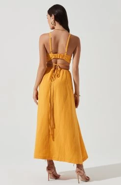 Divine Tie Waist Maxi Skirt -Chic Outfit Shop ACT17191 MARIGOLD 0275