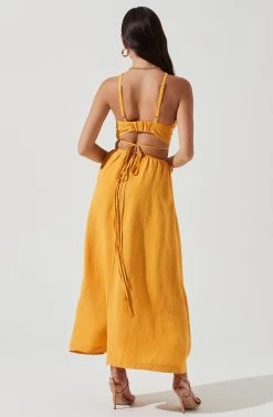 Divine Tie Waist Maxi Skirt -Chic Outfit Shop ACT17191 MARIGOLD 0277