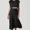 Riva Tie Waist Midi Skirt -Chic Outfit Shop ACT17218 BLACK 1127