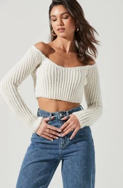 Mallory Cropped Off Shoulder Sweater