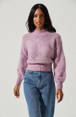 Serenity Mock Neck Sweater -Chic Outfit Shop ACT17300 LILAC 0567