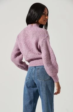 Serenity Mock Neck Sweater -Chic Outfit Shop ACT17300 LILAC 0574