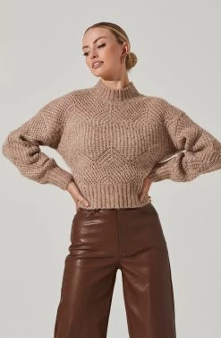 Serenity Mock Neck Sweater -Chic Outfit Shop ACT17300 TAUPE 12881