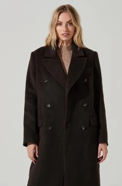 Morana Double Breasted Duster Coat -Chic Outfit Shop ACT17315B DARKBROWN 4