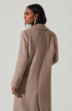 Morana Double Breasted Duster Coat -Chic Outfit Shop ACT17315B TAUPE 4