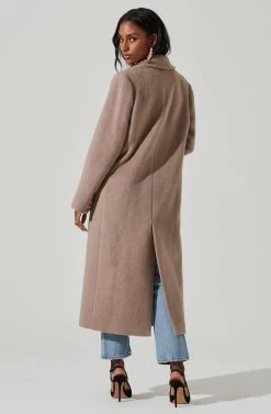 Morana Double Breasted Duster Coat -Chic Outfit Shop ACT17315B TAUPE 5