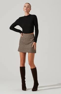 Kae Open Back Waffle Knit Crop Top -Chic Outfit Shop ACT17319 BLACK 13221