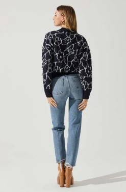 Saira Abstract Floral Sweater 12 Saira Abstract Floral Sweater -Chic Outfit Shop ACT17330L NAVYCREAM 6