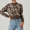 Saira Floral Sweater -Chic Outfit Shop ACT17330 BROWNCREAMFLORAL 11391
