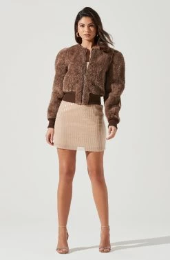Stacy Faux Fur Jacket -Chic Outfit Shop ACT17335 BROWN 1724