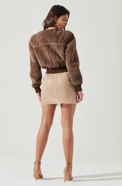 Stacy Faux Fur Jacket -Chic Outfit Shop ACT17335 BROWN 1743