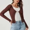 Angelique Ribbed Knit Chain Detail Cardigan -Chic Outfit Shop ACT17337 BROWN 0139