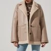 Francine Faux Leather Shearling Jacket -Chic Outfit Shop ACT17356 TAUPE 11641
