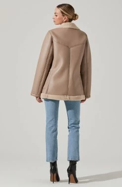 Francine Faux Leather Shearling Jacket 13 Francine Faux Leather Shearling Jacket -Chic Outfit Shop ACT17356 TAUPE 11711